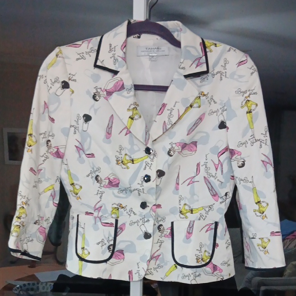 Tracy Reese White Printed Women's Jacket